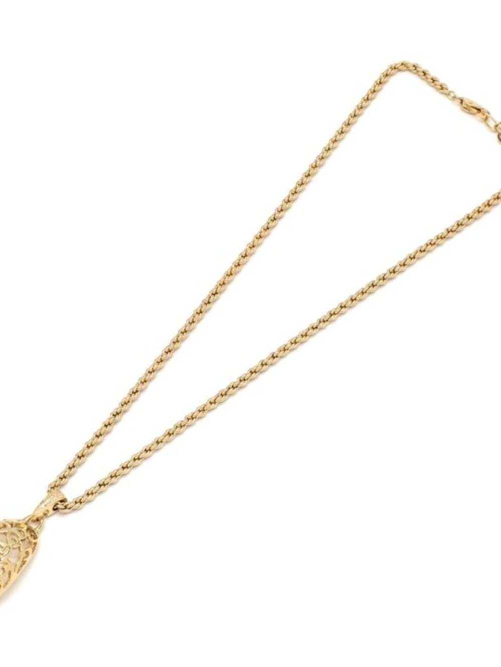 Saint Laurent Yves Egg Arabesque Pendant Necklace Gold - Picture 2 of 8
